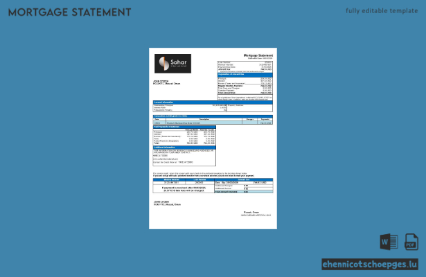 Omani Sohar International Hypothekenabrechnung in Word- und PDF-Formaten – Beispielvorschau